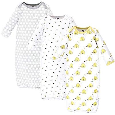 Hudson Baby Unisex Baby Cotton Gowns, Bees, 0-6 Months