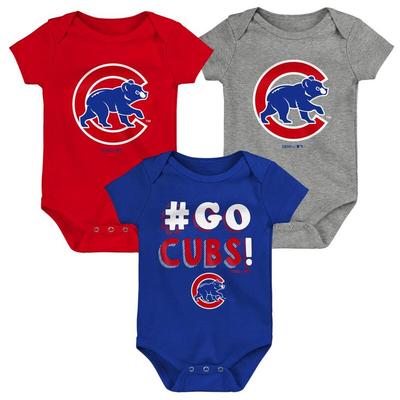 Chicago Cubs Infant Born To Win 3-Pack Bodysuit Set - Royal/Red/Gray