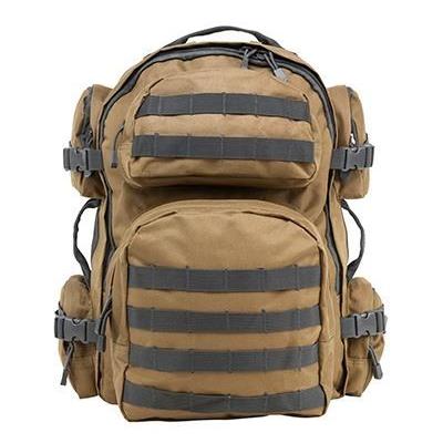 "VISM Series Tactical Backpack With Ballistic Soft Panel-Rectangle Cut 10in X12in Tan U Gry Trim"