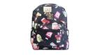 Women's N. POLAR Floral Print Backpack, Vegan Leather, Daypack Waterproof Knapsack Perfum Black