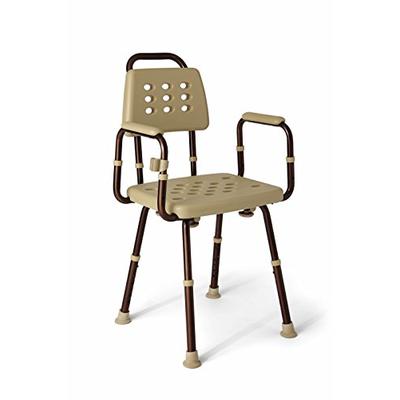 Medline Elements Shower Chair with Back and Arms, Great for Bath Tubs, Infused with Microban Antimic