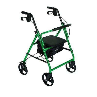 Medline Aluminum Lightweight Folding 4-Wheel Rollator in Green