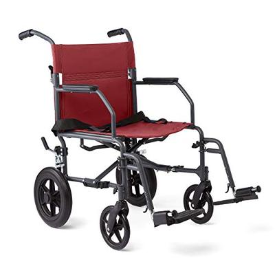 Medline Transport Wheelchair with Lightweight Steel Frame, Microban Antimicrobial Protection, Foldin
