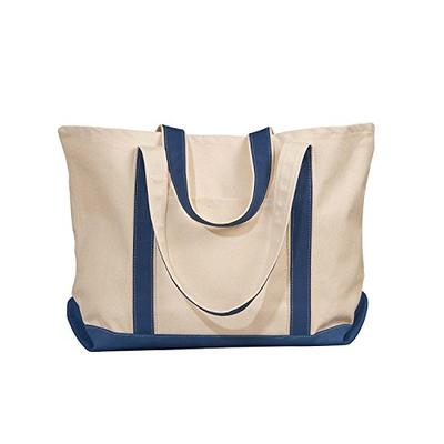 Liberty Bags 8872 Carmel Xl Boat Tote44; Natural & Navy - One Size