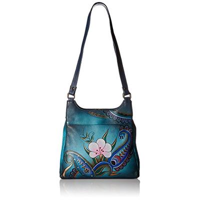 Anna by Anuschka Satchel Handbag | Genuine Leather | Denim Paisley Floral