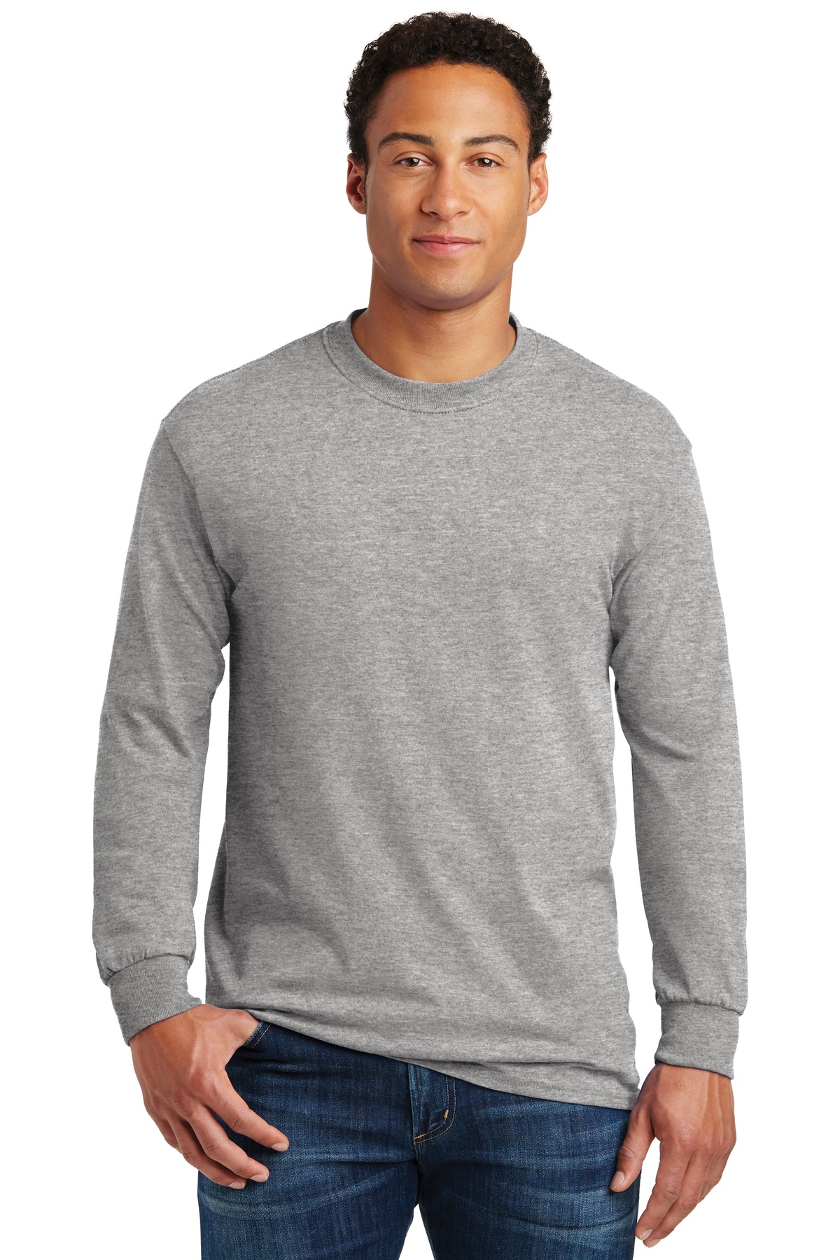 Gildan G540 Heavy Cotton Long Sleeve T-Shirt in Sport Gray* size XL G5400, 5400