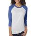 Next Level 6051 Tri-Blend 3/4-Sleeve Raglan T-Shirt in Vintage Royal/Heather White size XL | Triblend NL6051