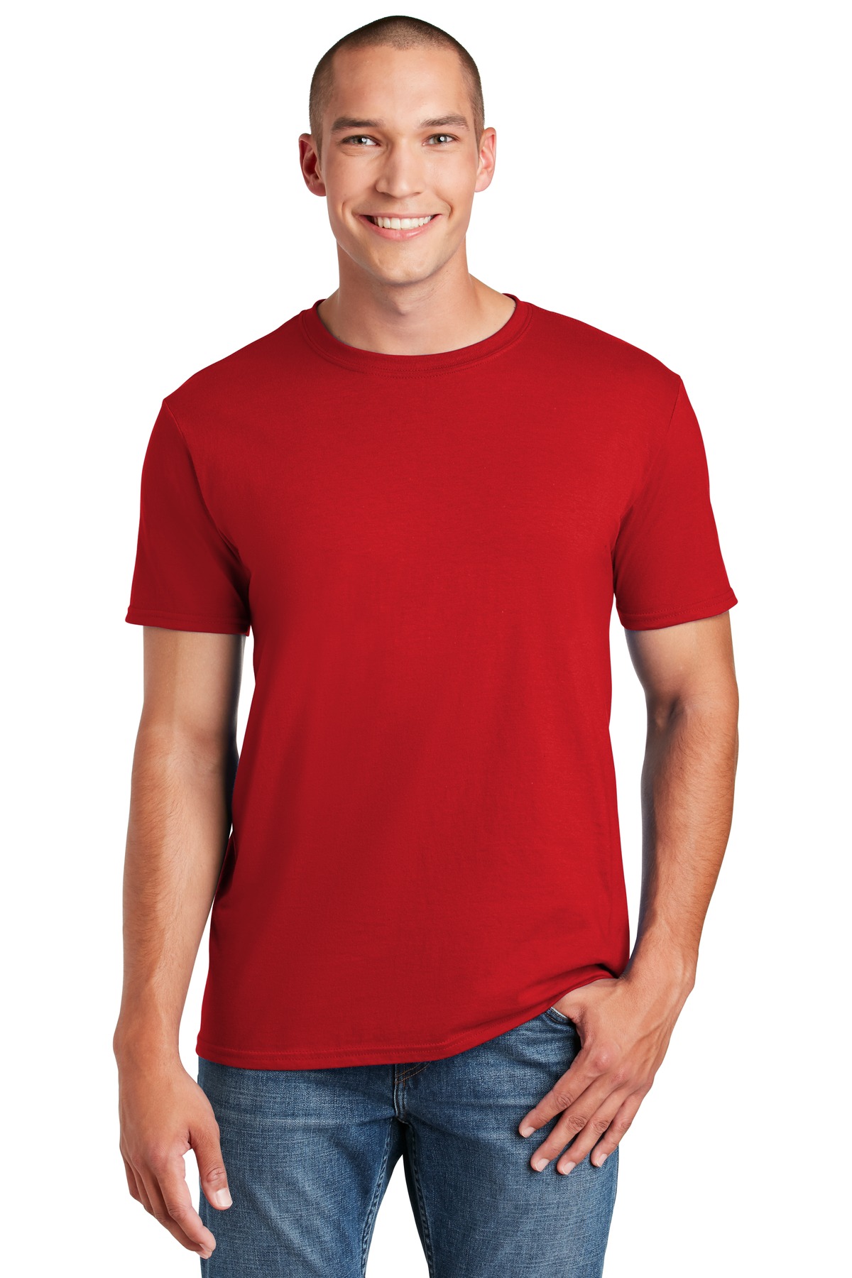 Gildan G640 Adult Softstyle T-Shirt in Cherry Red size Large | Cotton 64000, G64000
