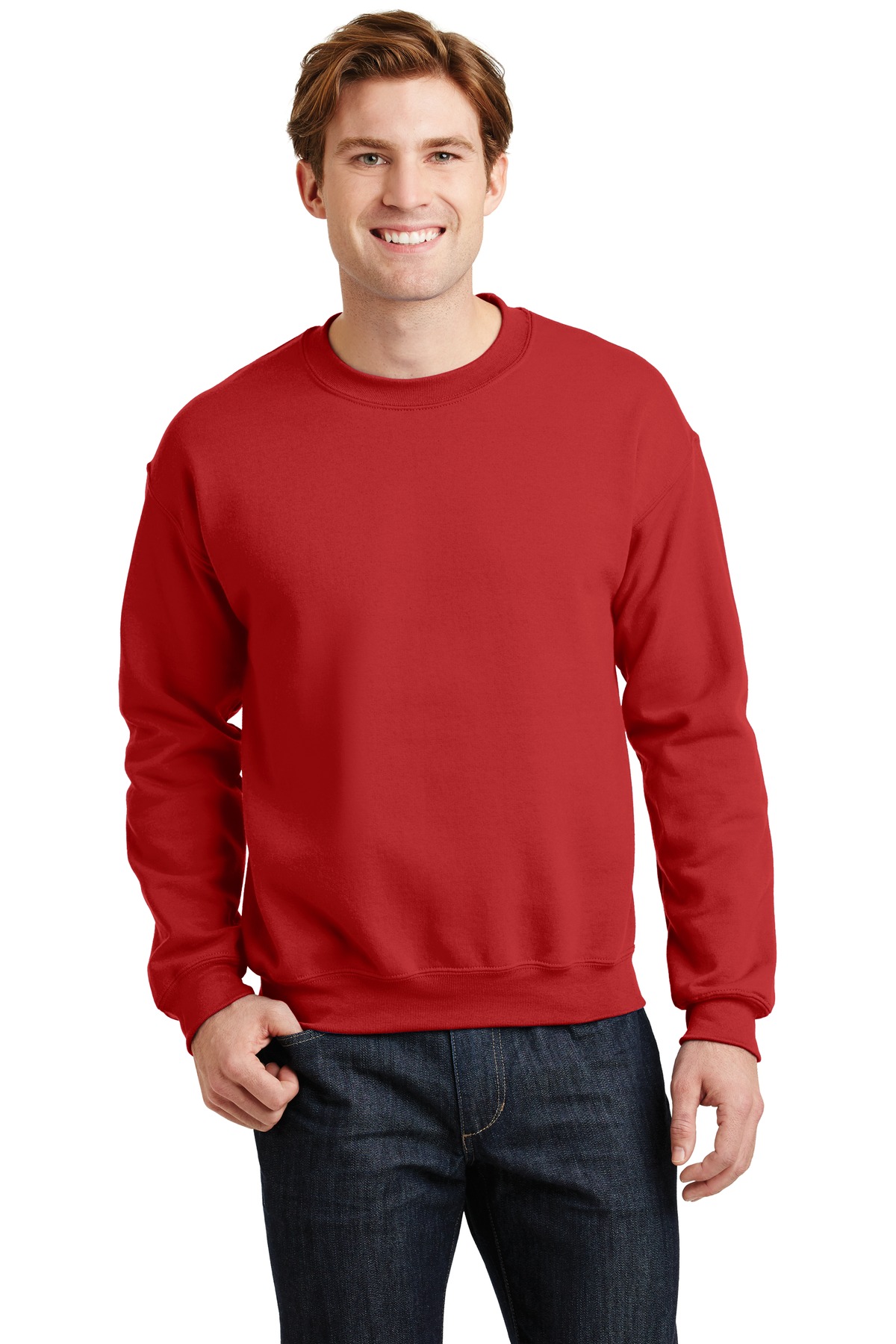 Gildan G180 Adult Heavy Blend 8 oz. 50/50 Fleece Crew T-Shirt in Red size 5XL | Cotton Polyester 18000, G18000