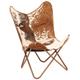 Fauteuil chaise siège lounge design club sofa salon cuir véritable de chèvre marron/blanc forme de