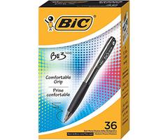 BIC BU3 Grip Retractable Ball Pen, Medium Point (1.0mm), Black, 36-Count