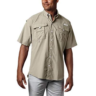 Columbia Men's PFG Bahama II Short Sleeve Shirt, Fossil, XX-Large