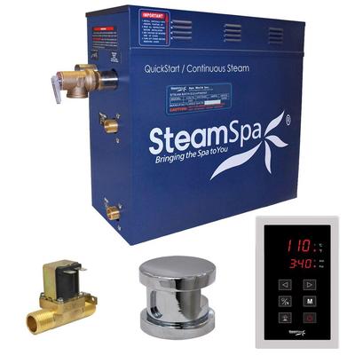 SteamSpa Oasis 4.5kW QuickStart Steam Bath Generator Package with Built-In Auto Drain in Polished Ch