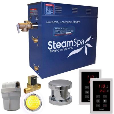 SteamSpa Royal 9kW QuickStart Steam Bath Generator Package with Built-In Auto Drain in Polished Chro