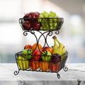 Gourmet Basics by Mikasa Countryside 2 Tier Fruit Storage Basket, Steel in Black | 14.56 H x 12 W x 8.5 D in | Wayfair 5193304