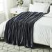 Cozy Tyme Serena Chevron Jacquard Flannel Throw Reverse Sherpa 60" x 70" Polyester in Black | 60 W in | Wayfair B174-20DGT-WR