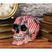 The Holiday Aisle® Nursen USA Flags Tattoo Sugar Skull Statue Resin in Red | 4.75 H x 5.5 W x 3.5 D in | Wayfair 9C4E32888B0B43A6AFB8A0F219DD2B72