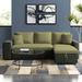 Green Sectional - Wade Logan® Dovie 92.5" Wide Reversible Sleeper Sofa & Chaise w/ Ottoman Polyester | 33 H x 92.5 W x 58 D in | Wayfair