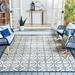 Blue/White 48 x 0.25 in Indoor/Outdoor Area Rug - Winston Porter Herefordshire Geometric Blue/Beige Indoor/Outdoor Area Rug, | Wayfair