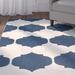 Blue/Navy 63 x 0.25 in Area Rug - Winston Porter Herefordshire Geometric Indoor/Outdoor Beige/Navy Area Rug | 63 W x 0.25 D in | Wayfair