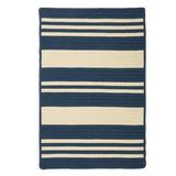 Blue/Navy 144 W in Area Rug - Hokku Designs Wisley Striped Braided Navy/Beige Indoor/Outdoor Area Rug Polypropylene | Wayfair