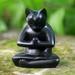 World Menagerie Somersall Black Cat Praying in a Yoga Pose Signed Wood Sculpture Wood in Black/Brown | 6 H x 4.7 W x 3.1 D in | Wayfair 268382