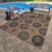 Brown 105 x 0.25 in Area Rug - Gertmenian Paseo Starfish Havana/Beige Nautical Sand Dollar/Starfish Indoor/Outdoor Flatweave Polypropylene | Wayfair