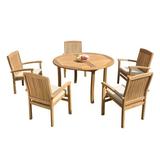 Rosecliff Heights Masuda 6 Piece Teak Outdoor Dining Set Wood/Teak in Brown/White | 31 H x 52 W x 52 D in | Wayfair