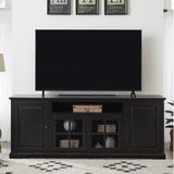Birch Lane™ Rosanella TV Stand for TVs up to 88" Metal in Black | 32 H in | Wayfair 56835D8A103E40E19480F5DB449DFAE4