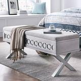 Gracie Oaks Virgnia Solid Wood Flip Top Storage Bench Polyester/Wood in Brown/Gray | 19 H x 47 W x 18 D in | Wayfair