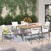Etta Avenue™ Lone 7 Piece Teak Outdoor Dining Set Wood/Metal/Teak in Brown/Gray/White | 30.5 H x 53.75 W x 36 D in | Wayfair