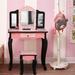 Zoomie Kids Woolard Kids' Vanity Set w/ Stool & Mirror Wood in Brown/Pink | 38.58 H x 23.62 W x 11.02 D in | Wayfair
