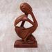 World Menagerie Magari Handmade Thought & Meditation Wood Sculpture Wood in Brown/Gray | 7.8 H x 3.9 W x 1.6 D in | Wayfair 176630