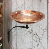 Charlton Home® Hammered Copper Birdbath w/ Wall Mount Bracket Metal/Copper in Black/Brown | 12.5 H x 12.5 W x 14.75 D in | Wayfair