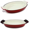 Enameled Cast Iron Oval Roaster (1.5 L), Casserole Dish, Lasagna Pan, Deep Roasting Pan, for Cooking and Baking - Small 34 cm x 21.5 cm - Red