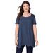 Plus Size Women's Scoopneck Swing Ultimate Tunic by Roaman's in Navy (Size 26/28) Long Shirt