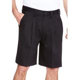 Men's Big & Tall Wrinkle-Free Expandable Waist Pleat Front Shorts by KingSize in Black (Size 36)