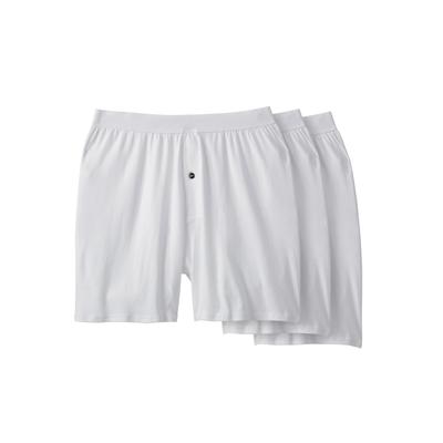 Men's Big & Tall Cotton Boxers 3-Pack by KingSize in White (Size 2XL)