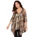 Plus Size Women's Metallic Cold-Shoulder Tunic by Roaman's in Gold Metallic (Size 30/32) Long Shirt