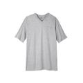 Men's Big & Tall Shrink-Less™ Lightweight Longer-Length V-neck T-shirt by KingSize in Heather Grey (Size XL)