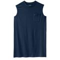 Men's Big & Tall Shrink-Less™ Longer-Length Lightweight Muscle Pocket Tee by KingSize in Navy (Size 3XL) Shirt