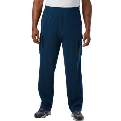 Men's Big & Tall Lightweight Jersey Cargo Sweatpants by KingSize in Navy (Size 6XL)