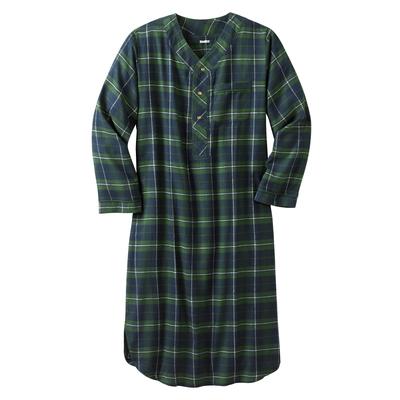 Men's Big & Tall Plaid Flannel Nightshirt by KingSize in Balsam Plaid (Size 4XL/5XL) Pajamas