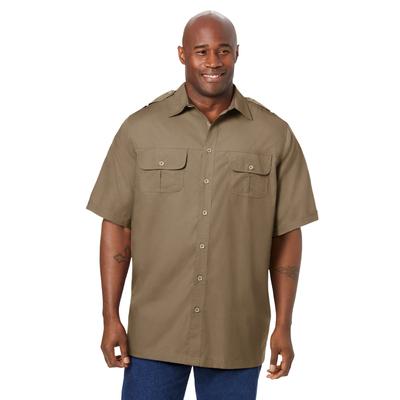 Men's Big & Tall Short-Sleeve Pilot Shirt by Boulder Creek in Dark Khaki (Size 7XL)