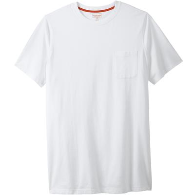 Men's Big & Tall Heavyweight Longer-Length Pocket Crewneck T-Shirt by Boulder Creek in White (Size XL)