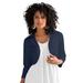 Plus Size Women's Bolero Cardigan with Three-Quarter Sleeves by Roaman's in Navy (Size 1X) Shrug