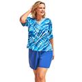 Plus Size Women's Three-Quarter Sleeve Swim Tee by Swim 365 in Dream Blue Tie Dye (Size 26/28) Rash Guard