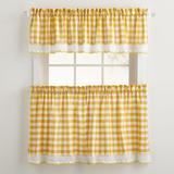 Wide Width Buffalo Check Tier Curtain Set, Valance Not Included by BrylaneHome in Yellow (Size 58" W 24" L) Window Curtain