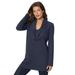 Plus Size Women's Cowl-Neck Thermal Tunic by Roaman's in Navy (Size 2X) Long Sleeve Shirt