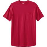 Men's Big & Tall Shrink-Less™ Lightweight Longer-Length Crewneck Pocket T-Shirt by KingSize in Red (Size 7XL)